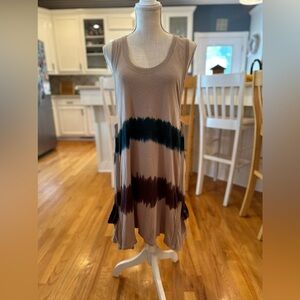 Free People We the Free tan brown and jade tie dyed Pina Colada tunic dress